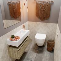 MONDIAZ ANDOR Toiletmeubel 80x30x30cm met 1 kraangaten 1 lades light brown grey mat Wastafel Lex rechts Solid Surface Wit FK75343435