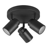 webmarketpoint Runder Strahler 3 verstellbare Spots aus schwarzem Metall Angelo Trio Lighting
