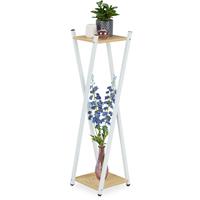 RELAXDAYS Blumenständer, 2 Etagen in Holzoptik, Metall, MDF, moderner Blumenhocker, HBT: 99 x 29 x 29 cm, weiß/hellbraun
