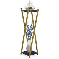 RELAXDAYS Blumenständer, 2 Etagen in Marmoroptik, Metall, modern, hoher Blumenhocker, HBT: 99 x 29 x 29 cm, gold/schwarz