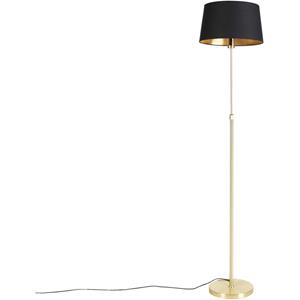 QAZQA Stehlampe Gold / Messing mit schwarzem Schirm 35 cm verstellbar - Parte