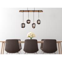 Globo Lighting Hanglamp rookglas eettafel 'Blacky' rookglas e14 fitting modern goud zwart 100cm