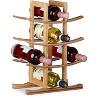 RELAXDAYS Weinregal Bambus, kleiner Weinständer für 12 Flaschen, 4 Ebenen, liegend, freistehend, HBT 42,5x30x16cm, natur