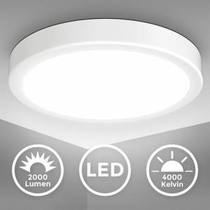 B.K.LICHT LED Deckenlampe rund Deckenleuchte Flurlampe Küche 18W Wohnzimmer 28cm Weiß
