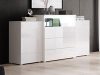 Mobistoxx Dressoir URBY 2 deuren 3 lades hoogglans wit/wit zonder led