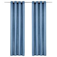 vidaXL Vorhänge mit Metallösen 2 Stk. Baumwolle 140 x 245 cm Blau 