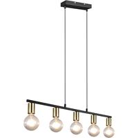 BES LED Led Hanglamp - Trion Zuncka - E27 Fitting - 5-lichts - Rechthoek at Zwart/goud - Aluminium