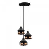 Opviq Hanglamp Yildo 6871 3-lamps rondel zwart/koper