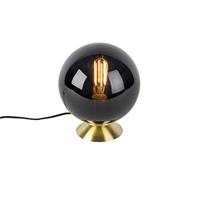 QAZQA Art Deco Tischlampe Messing mit schwarzem Glas - Pallon
