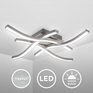 B.K.LICHT LED Design Deckenlampe Wohnzimmer Deckenleuchte modern Wellenoptik Alu 20 Watt