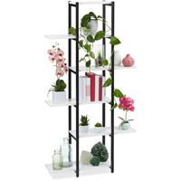 RELAXDAYS Pflanzenregal, Blumentreppe mit 6 Ablagen, HBT: 150 x 78 x 24 cm, Stahl & MDF, Blumenregal innen, schwarz/weiß