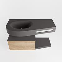 Mondiaz Riva Dulcet badkamermeubel links 100 dark grey en washed oak