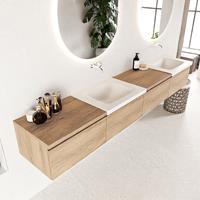 Mondiaz Bukla badmeubel links 4 lades 240 washed oak en talc