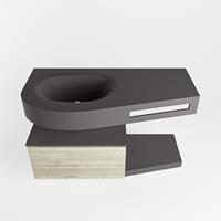 Mondiaz Riva Dulcet badkamermeubel links met 1 kraangat 100 dark grey en light brown grey