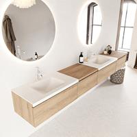 Mondiaz Bukla badmeubel links 2 kraangaten 280 washed oak en talc