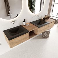 Mondiaz Bukla badmeubel links 3 lades 200 washed oak en urban