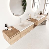 Mondiaz Bukla badmeubel 4 lades en 2 kraangaten 280 washed oak en talc