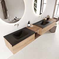 Mondiaz Bukla badmeubel links dubbele wasbak 240 washed oak en urban