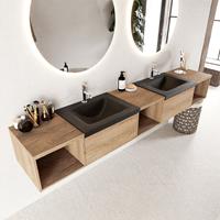 Mondiaz Bukla badmeubel 2 lades en 2 kraangaten 240 washed oak en urban