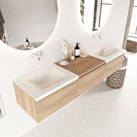 Mondiaz Bukla badmeubel dubbele wasbak 180 washed oak en talc