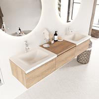 Mondiaz Bukla badmeubel 2 kraangaten 180 washed oak en talc