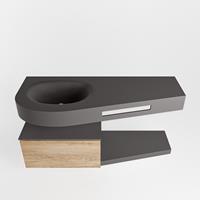 Mondiaz Riva Dulcet badkamermeubel links 120 dark grey en washed oak