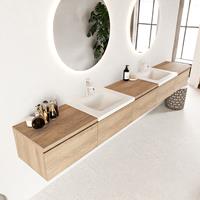 Mondiaz Bukla badmeubel 2 kraangaten 300 washed oak en talc