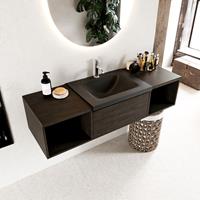 Mondiaz Bukla badmeubel 1 lade en 1 kraangat 140 dark brown en urban