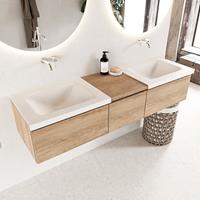 Mondiaz Bukla badmeubel dubbele wasbak 160 washed oak en talc