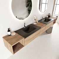 Mondiaz Bukla badmeubel 3 lades en 2 kraangaten 280 washed oak en urban