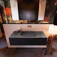 MONDIAZ ERIN 120cm badmeubelset onderkast kleur Urban met 1 lade Wastafel RIDGE midden zonder kraangaten kleur Dark grey ERIN11535