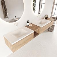 Mondiaz Bukla badmeubel links dubbele wasbak 240 washed oak en talc