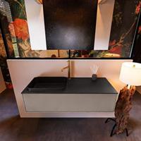 MONDIAZ ERIN 120cm badmeubelset onderkast kleur Smoke met 1 lade Wastafel RIDGE links 1 kraangat kleur Urban ERIN10927