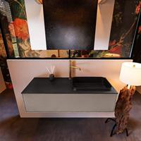 MONDIAZ ERIN 120cm badmeubelset onderkast kleur Smoke met 1 lade Wastafel RIDGE rechts 1 kraangat kleur Urban ERIN10928