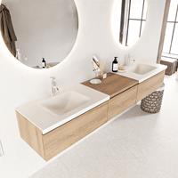 Mondiaz Bukla badmeubel 2 kraangaten 220 washed oak en talc