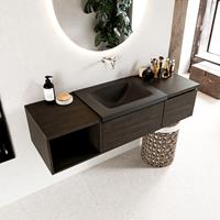 Mondiaz Bukla badmeubel links 2 lades 140 dark brown en urban