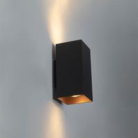 QAZQA Design Wandleuchte schwarz mit goldenem Quadrat - Sab
