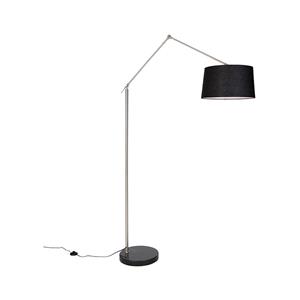 Qazqa Moderne Vloerlamp Staal Met Kap Zwart Linnen 45 Cm - Editor