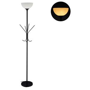 RELAXDAYS Stehlampe mit Garderobenständer, 8 Haken, modernes Design, E27-Fassung, Metall, H x D: 180 x 33 cm, schwarz