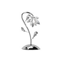 EULUNA Tischleuchte Ninfea, Chrom, Kristallblüte, 35 cm