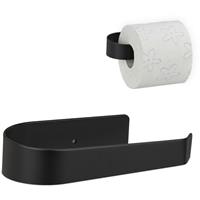 RELAXDAYS Toilettenpapierhalter selbstklebend, ohne Bohren, Edelstahl, HxBxT: 4 x 15,5 x 8 cm, Klopapierhalter, schwarz