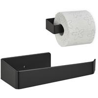 RELAXDAYS Toilettenpapierhalter ohne Bohren, matter Edelstahl, selbstklebender Klopapierhalter, Wandmontage, schwarz