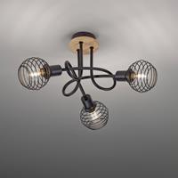 Leuchten Direkt Plafondlamp Eugen, 3-lamps met houtdecor
