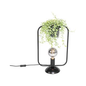QAZQA Moderne tafellamp zwart met glas - Roslini