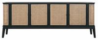 24Designs Raffles Webbing Dressoir 4-Deurs - B213 X D48 X H80 Cm - Zwart Mindi Hout