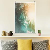 Klebefieber Poster Tropische Pflanzen Palmen bei Sonnenuntergang