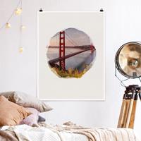 Klebefieber Poster Wasserfarben - Golden Gate Bridge in San Francisco