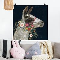 Klebefieber Poster Lama mit Blumenschmuck I