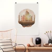 Klebefieber Poster Wasserfarben - Taj Mahal