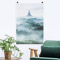 Klebefieber Poster Morgennebel über dem Dschungel von Bagan